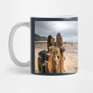 Worn Groyne At Sandsend Beach, Yorkshire, UK Mug